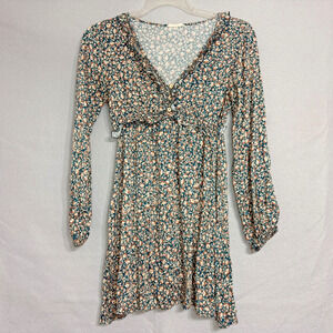 ILLA ILLA‎ Women's Mini Babydoll Floral Dress Size S Bohemian Ruffle Coquette